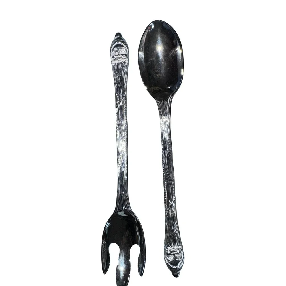 Vintage 1995 International Silver Co. Silverplated Santa Claus Spoon & Fork Set